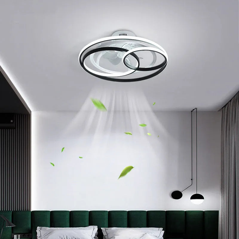 European style ceiling fan with integrated acrylic light shade and 48cm metal blades, in black finish.
