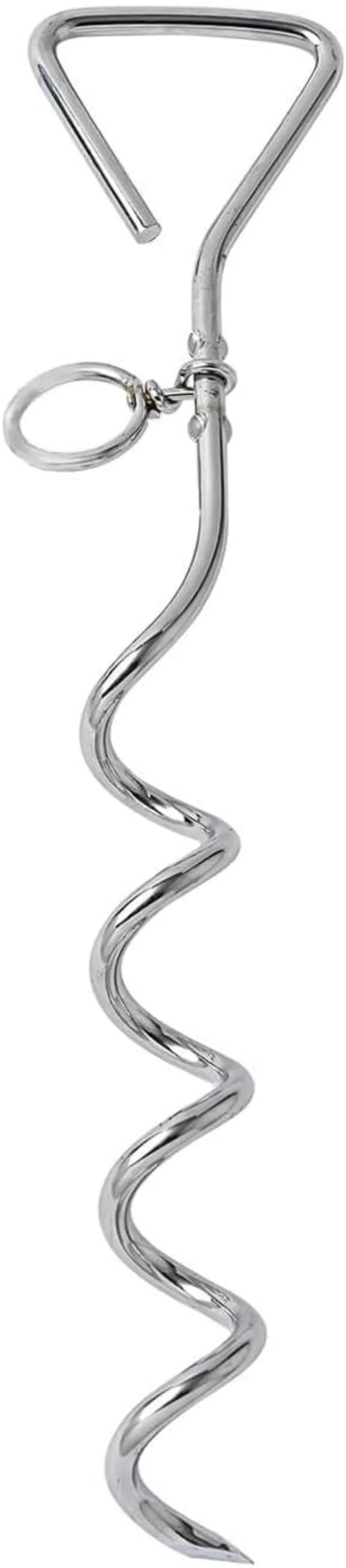 Spiral dog tie out stake anchor with rust-resistant steel construction measuring 40cm length
