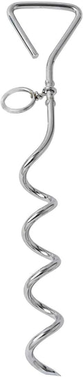 Spiral dog tie out stake anchor with rust-resistant steel construction measuring 40cm length