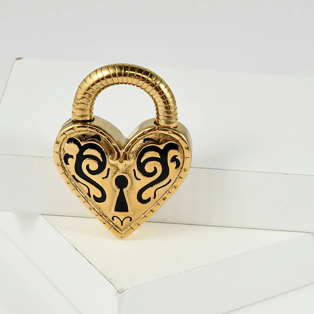 Heart-shaped stainless steel earrings with electroplated gold or steel colour finishes