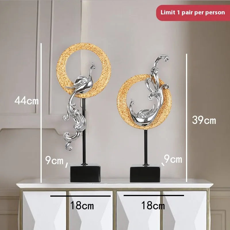 European style synthetic resin phoenix ornament in a choice of festive red, elegant silver, or rose gold colour.