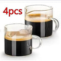 White double mouth transparent glass coffee cups in a set of two or four.