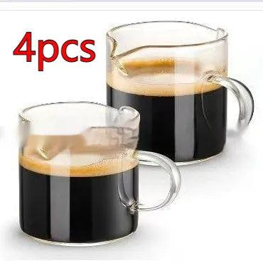 White double mouth transparent glass coffee cups in a set of two or four.