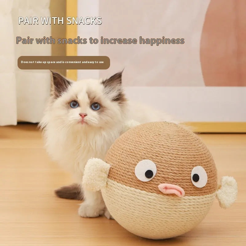 15cm cube sisal hemp puffer leakage food feeder puzzle toy for cats and dogs