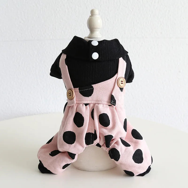 Petstyle lapel shoulder strap couple clothes for dogs in casual cloth design