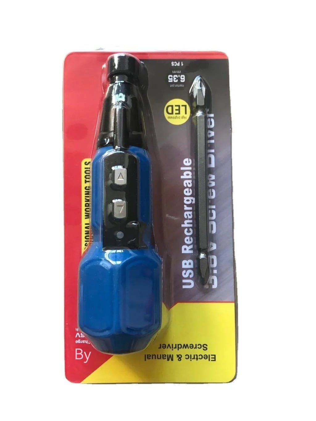Black and blue alloy steel straight handle 36V electric screwdriver with rechargeable battery