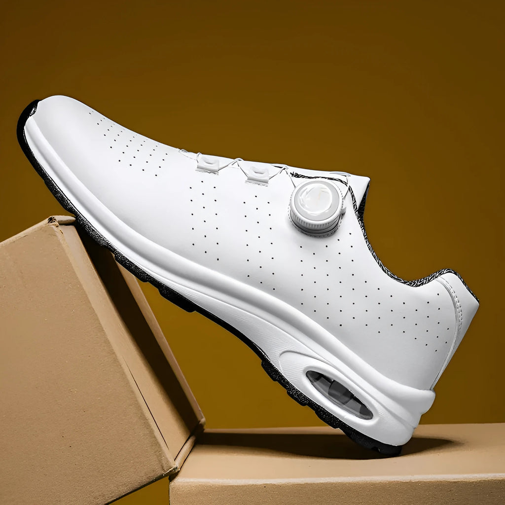 Women's black and white mesh casual tennis shoes with cross shoulder straps and composite soles