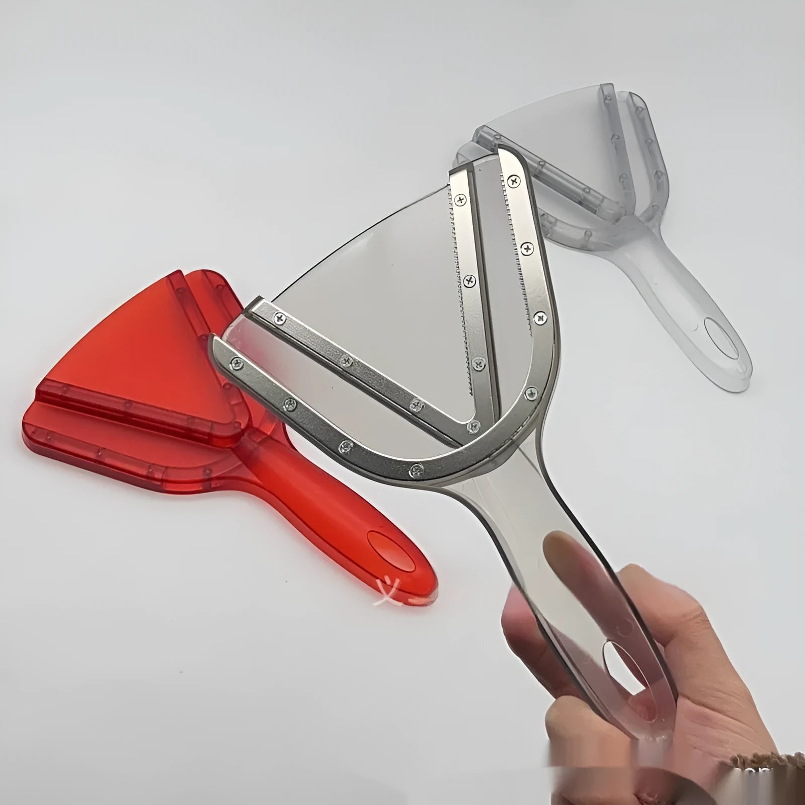 Adjustable telescopic bottle opener with non-slip grip in transparent red, grey, or clear ABS plastic