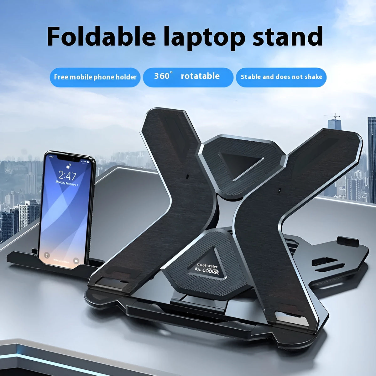 ABS plastic laptop cooling bracket in black or white colours measuring 300mm by 200mm