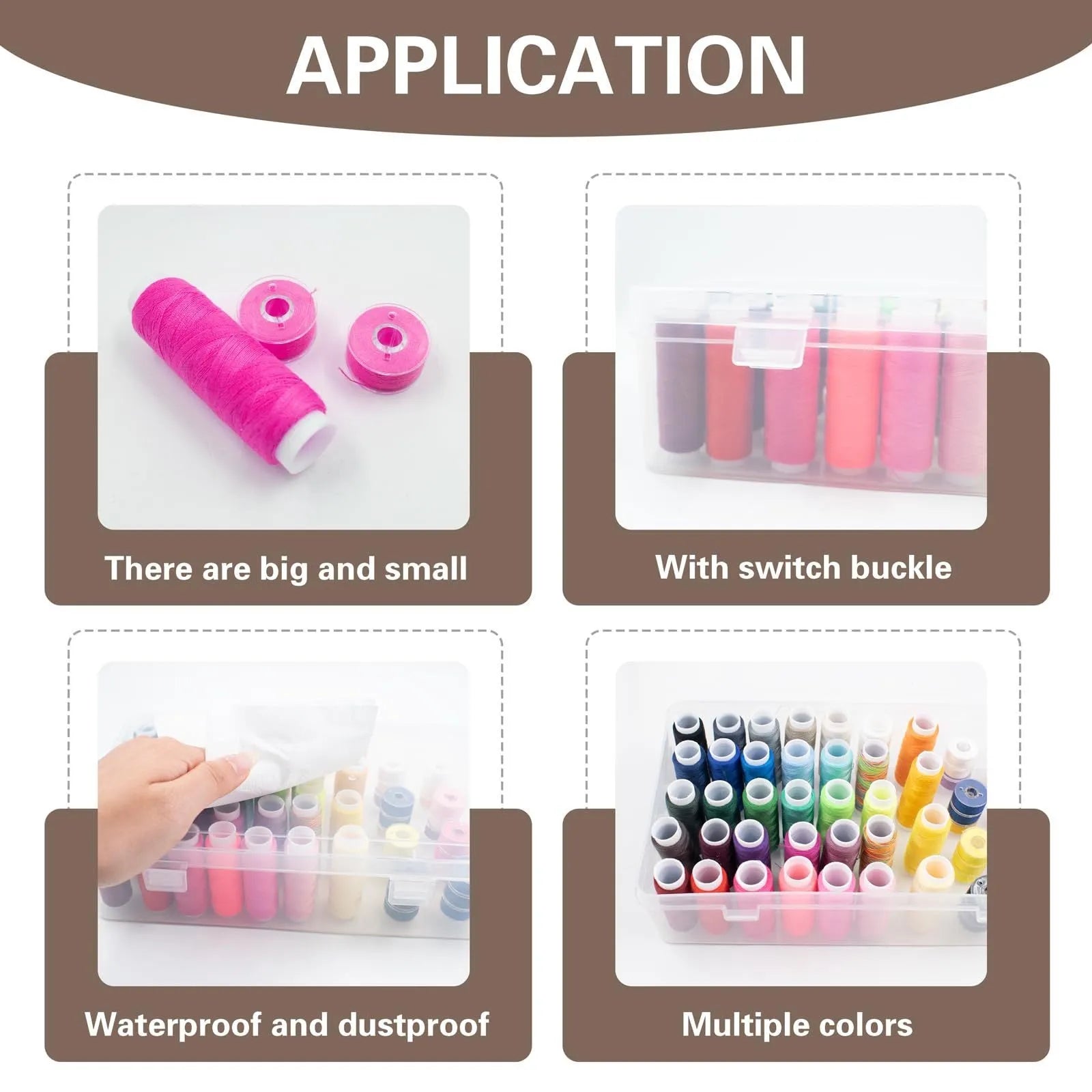42 compartment plastic storage box with transparent lid for embroidery thread organisation