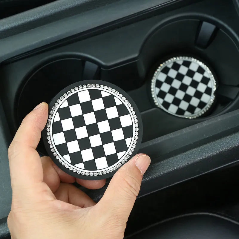 PVC car cup holder mat insert in choice of four patterns for door slot protection