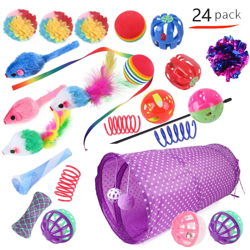 Plastic cat channel toy maze with colourful tracks and accessories for feline play