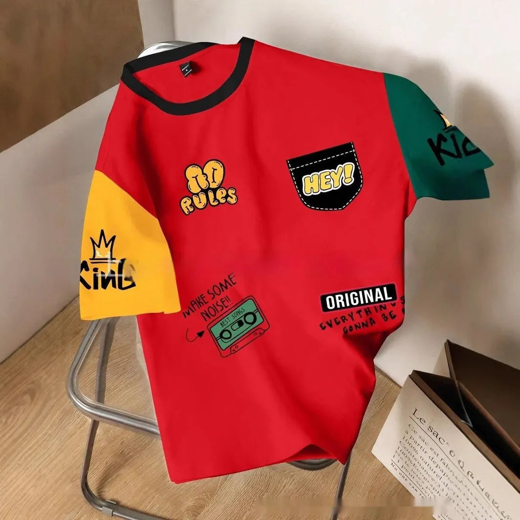 Loose fit casual t-shirt with printed letter design in a selection of colour options.