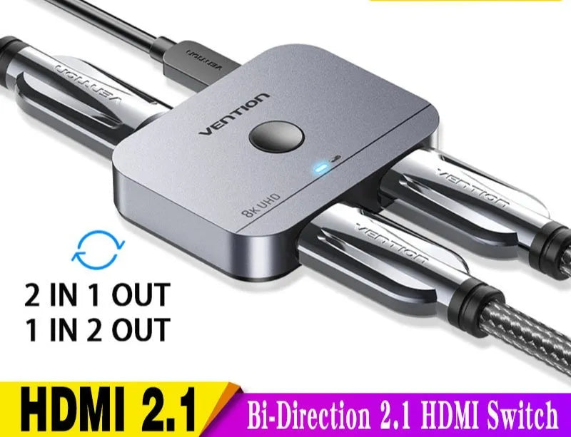 Grey alloy computer cable separator with HD audio video conversion for television connections