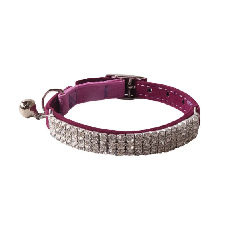 Flocked flannel cat collar with elastic buckle in six colour options