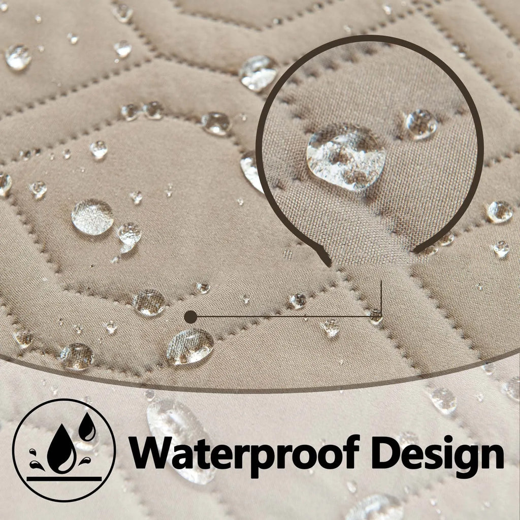 Double-sided waterproof dog sofa cushion in dark grey and light grey reversible colours on a sofa