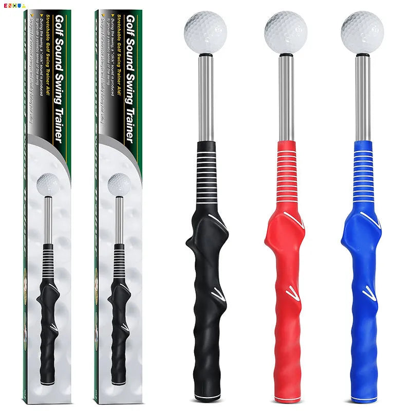 Telescopic golf swing simulator trainer in stainless steel with adjustable height