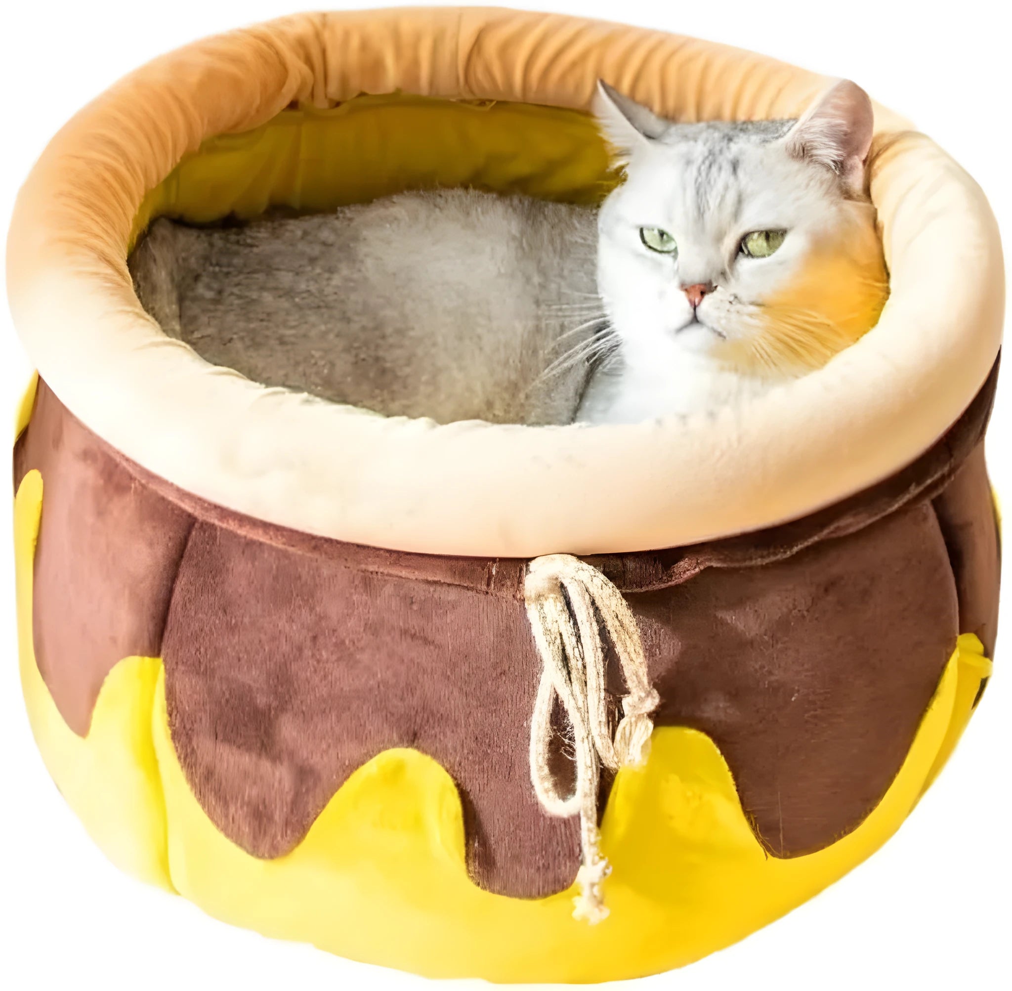 Honey pot magic shape cat nest bed with removable cushion in pink colour for small pets