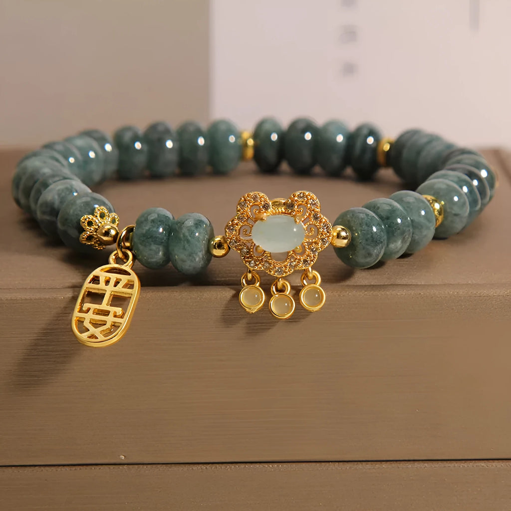 Natural emerald jade bracelet with abacus beads design and safety lock closure