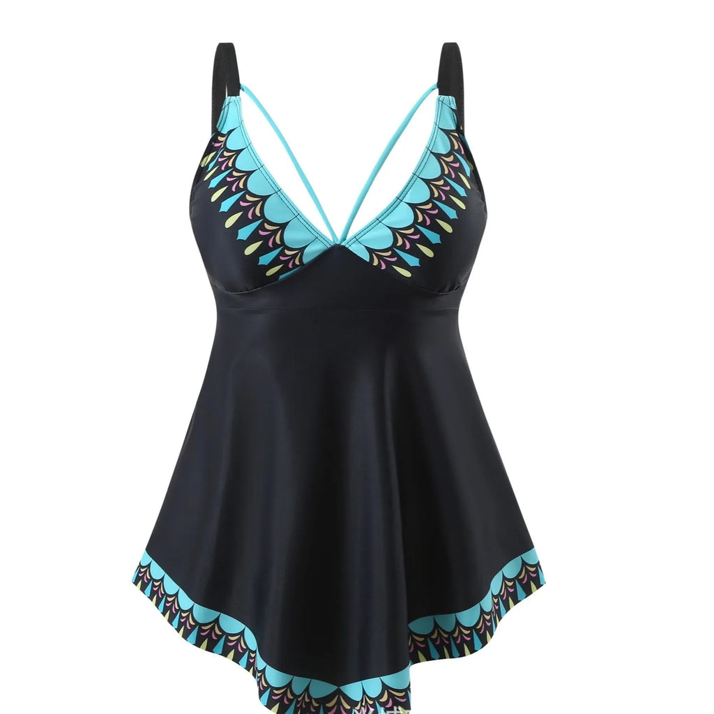 Plus size women's two-piece bikini swimsuit in quick-drying polyester fabric