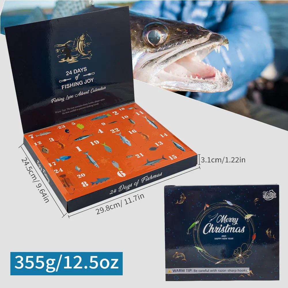 Metal Christmas Mino Bog themed 24-piece blind box fishing set in 01 style colour.