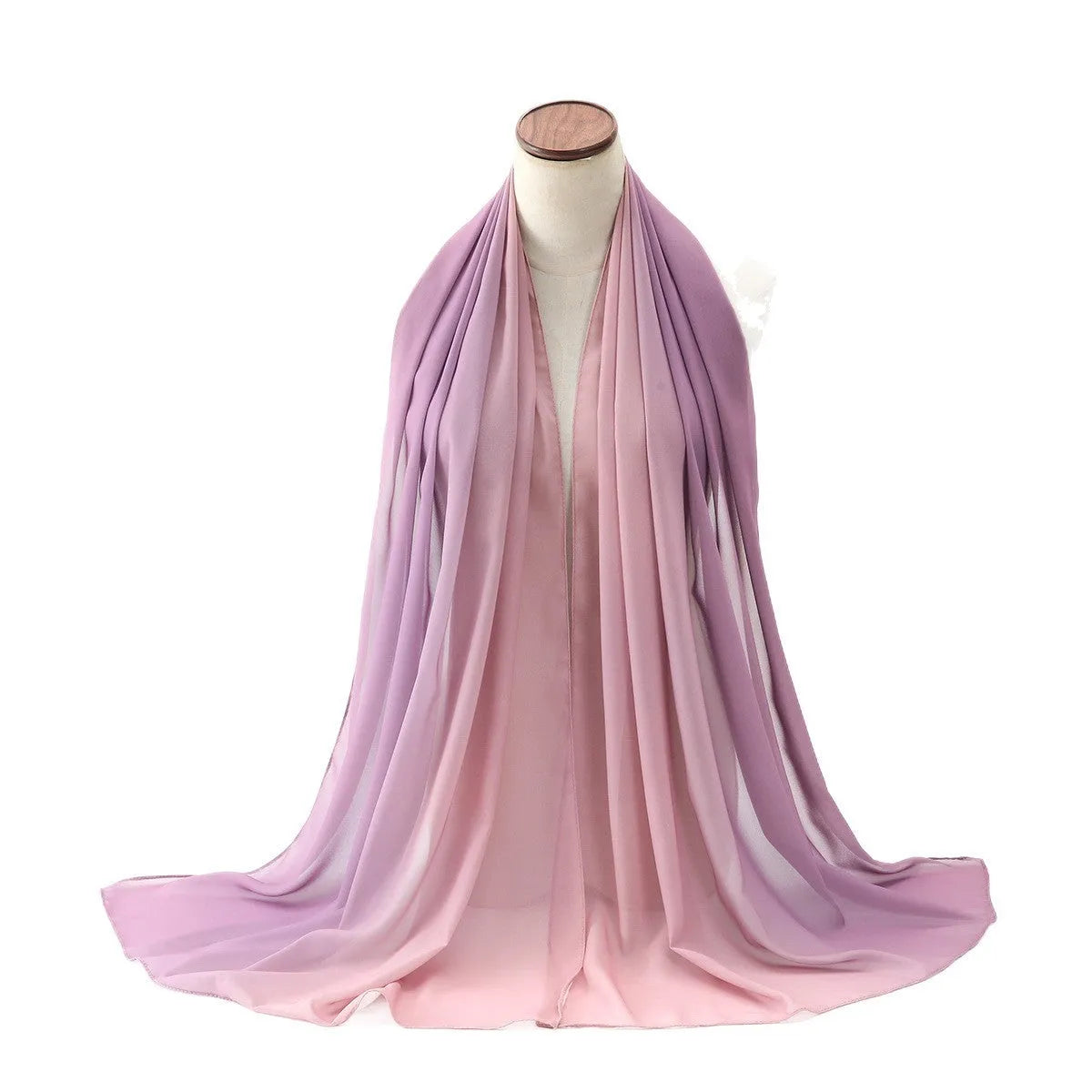 Lightweight chiffon bubble towel texture scarf for women in a summer colour, showing its length.