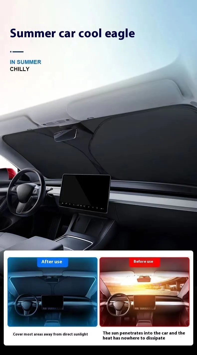 Aluminium foil car sunshade for heat and UV protection in silver colour
