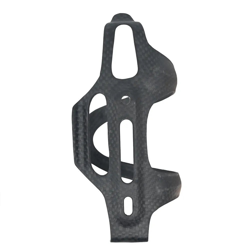 Black carbon fibre bicycle water bottle cage for road and mountain bikes