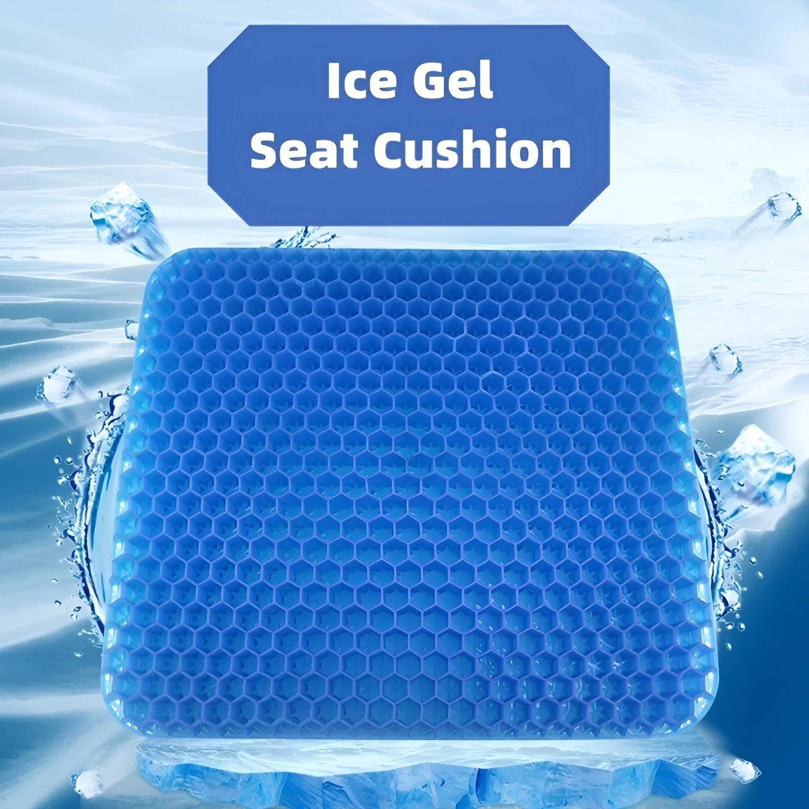 Double thick honeycomb gel seat cushion with removable cover for pressure relief and cooling.