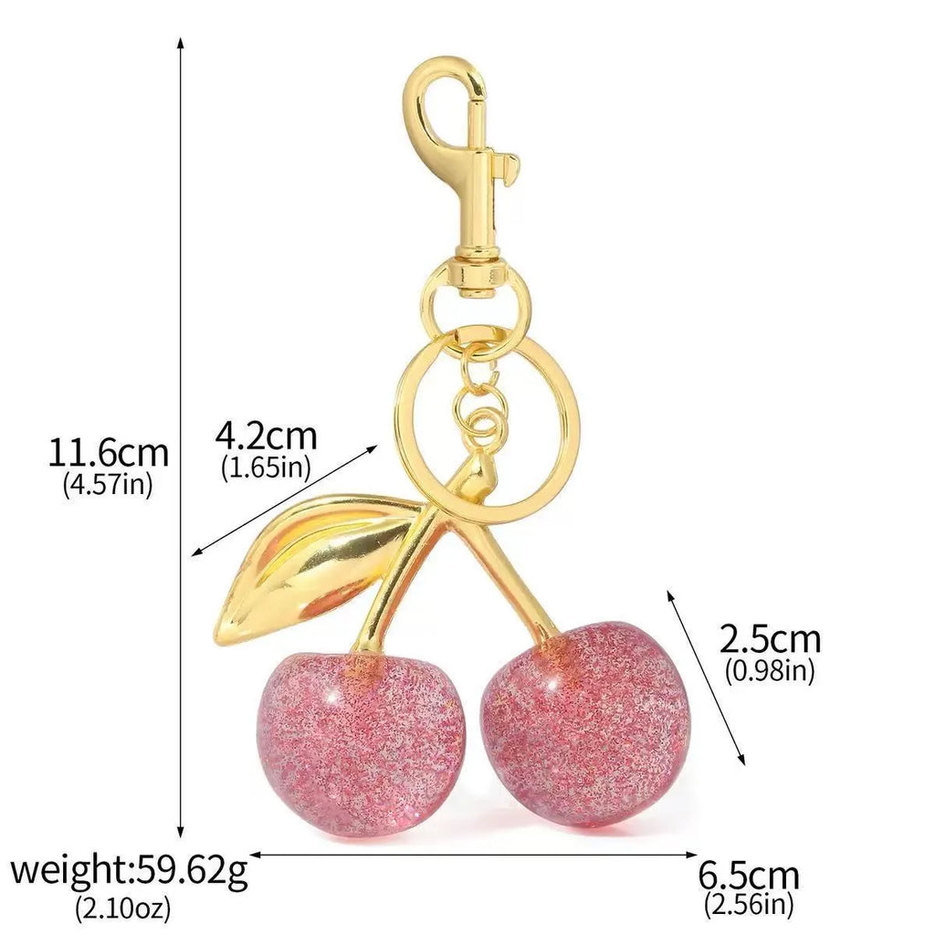 Zinc alloy cherry blossom key ring pendant in pink or red colour options