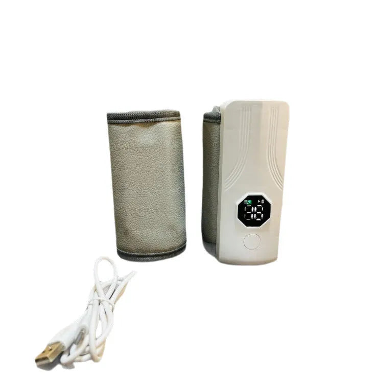Grey and white car charger milk warmer for baby bottles with 12V plug