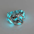 Chinese dragon pattern ring with adjustable opening in antique silver blue and green colour