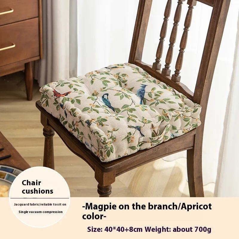 American style dining chair cushion with flower pattern, 40×40×8cm dimensions with pp cotton filling for waist support