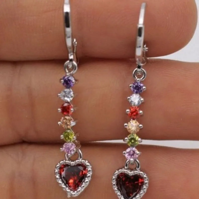Women's gold and silver heart-shaped alloy earrings with electroplated finish