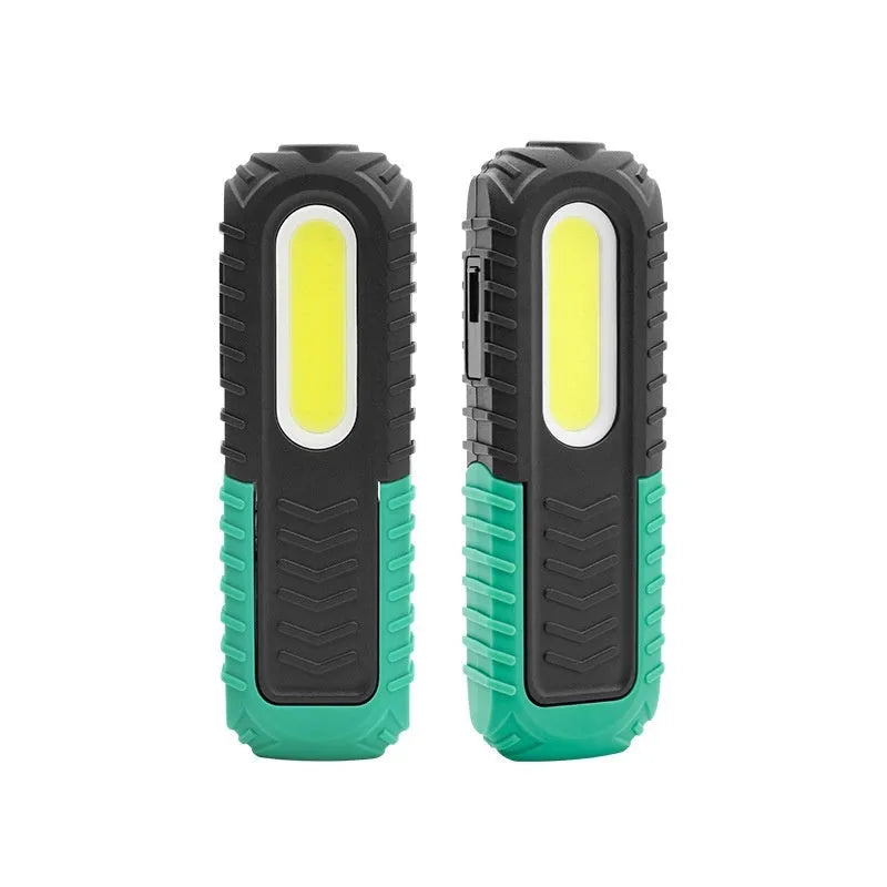 Black and green PET-coated auto repair work light with USB charging cable