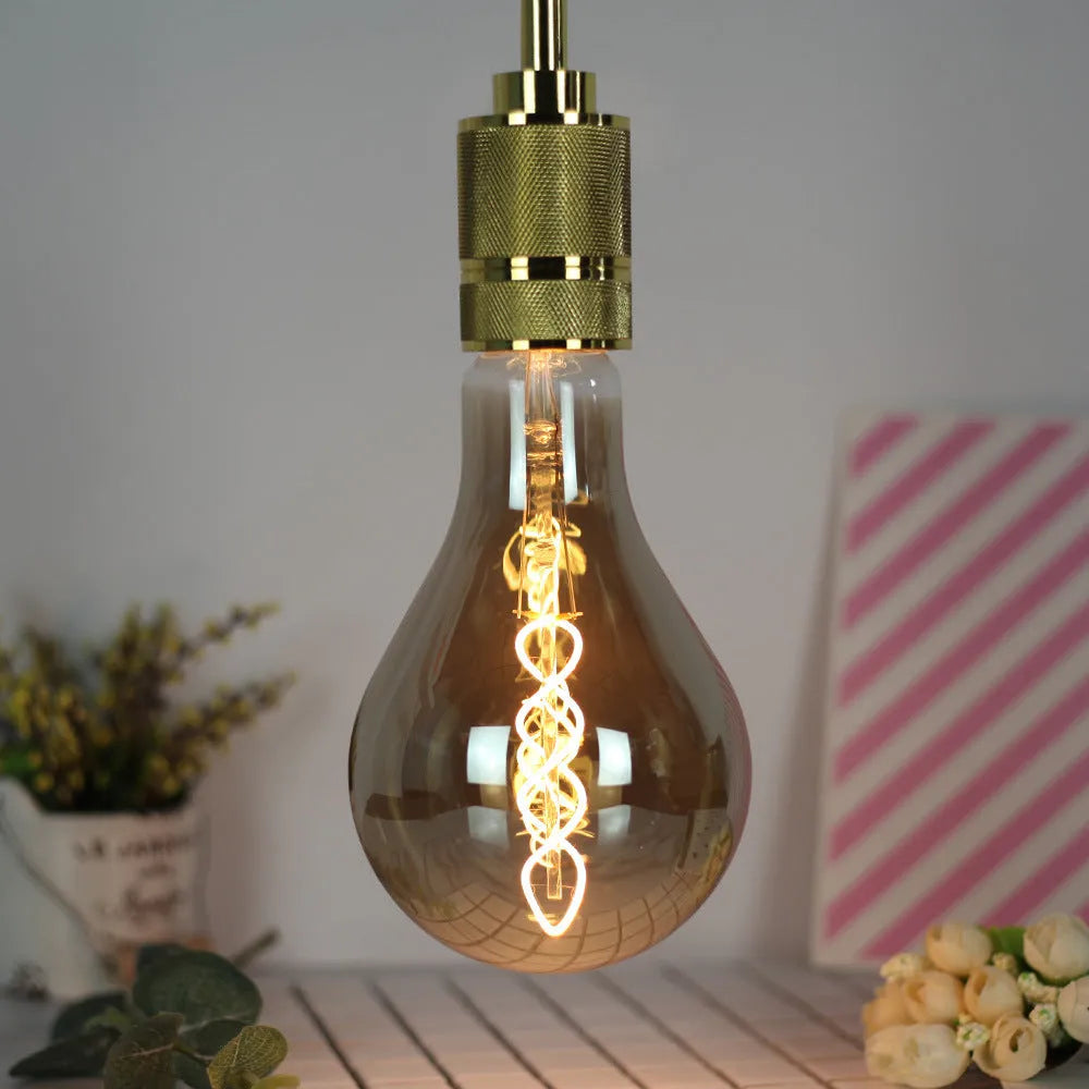 A110 double spiral LED soft light strip in gold or grey finish measuring 110mm x 200mm