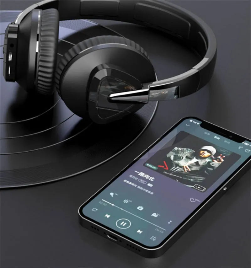 H3 wireless Bluetooth headset in black colour with all-inclusive ear cushions and control buttons