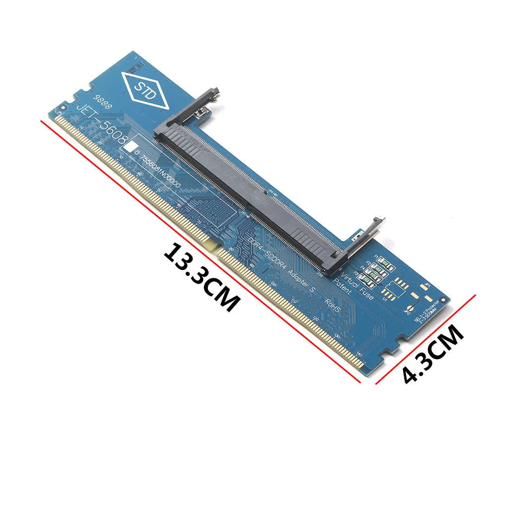 DDR4 laptop to desktop memory adaptor card with gold contacts in electrostatic bag