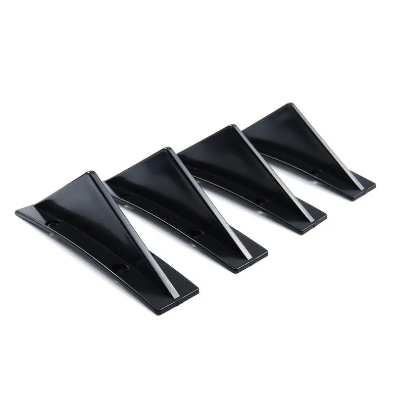 Black and carbon fibre universal 15cm triangle rear car spoiler with adhesive and screws.