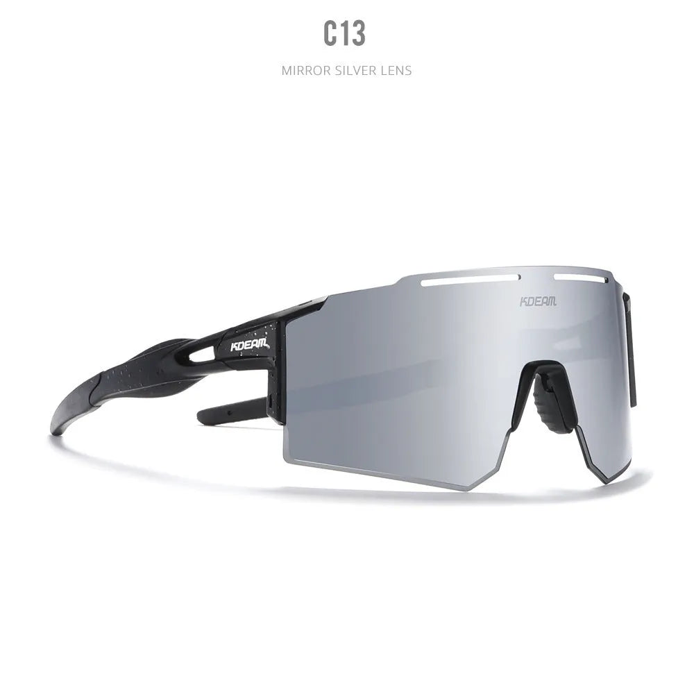 Polarised cycling sunglasses with frameless ultralight TR90 frames in a sporty style.