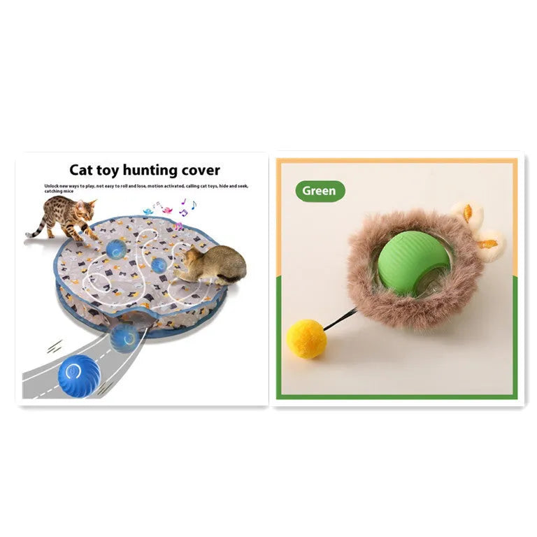 Self-moving silicone cat rolling ball toy in multiple colour options