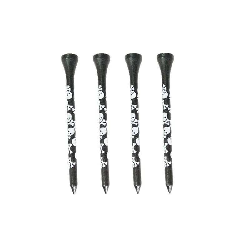 Black skull print bamboo golf dowel pins in 70mm and 83mm length options