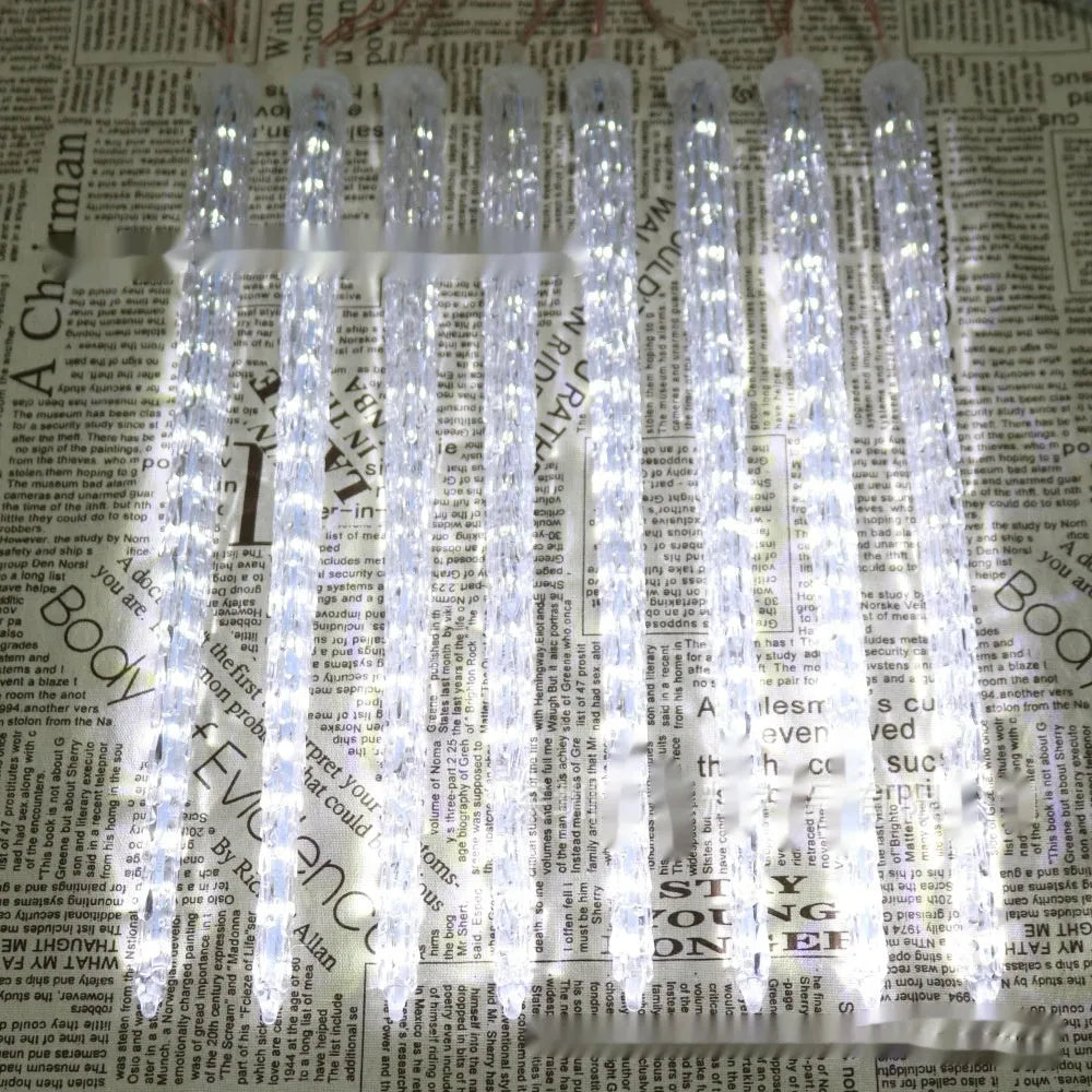 Ice cone shaped meteor shower solar festoon lamp for outdoor garden decoration