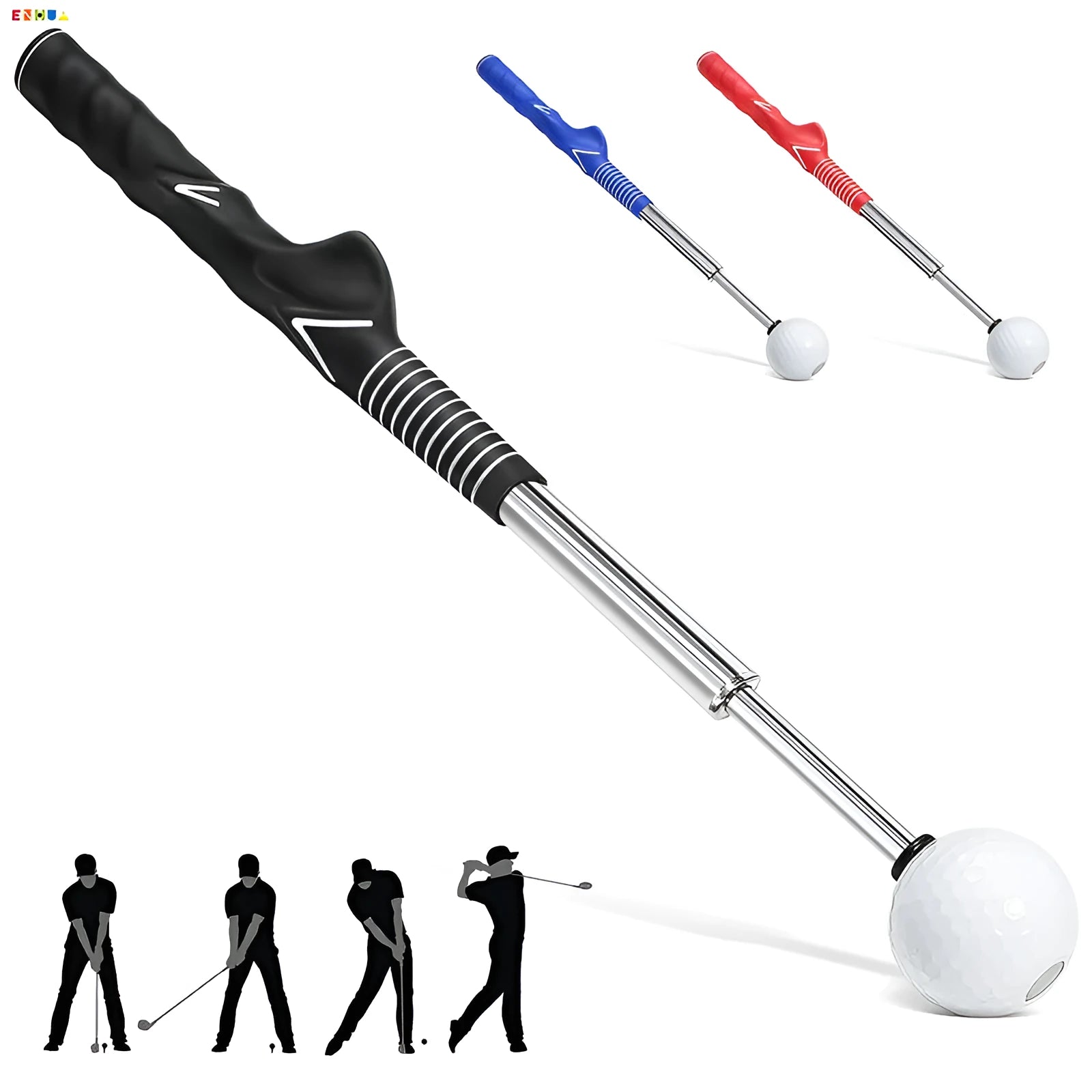 Telescopic golf swing simulator trainer in stainless steel with adjustable height