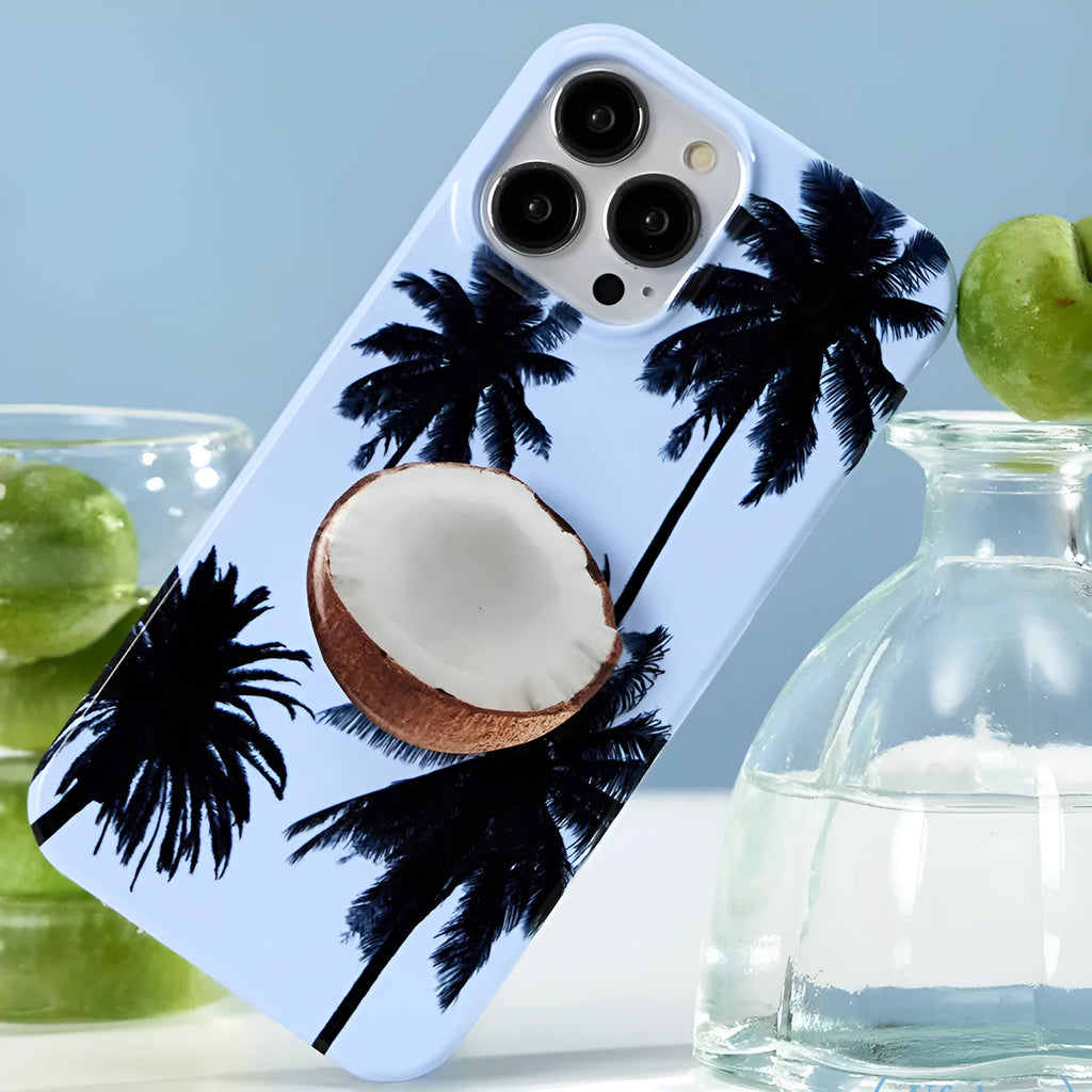 Original Summer Coconut TPU protective phone case for iPhone, shown in bracket combination style.