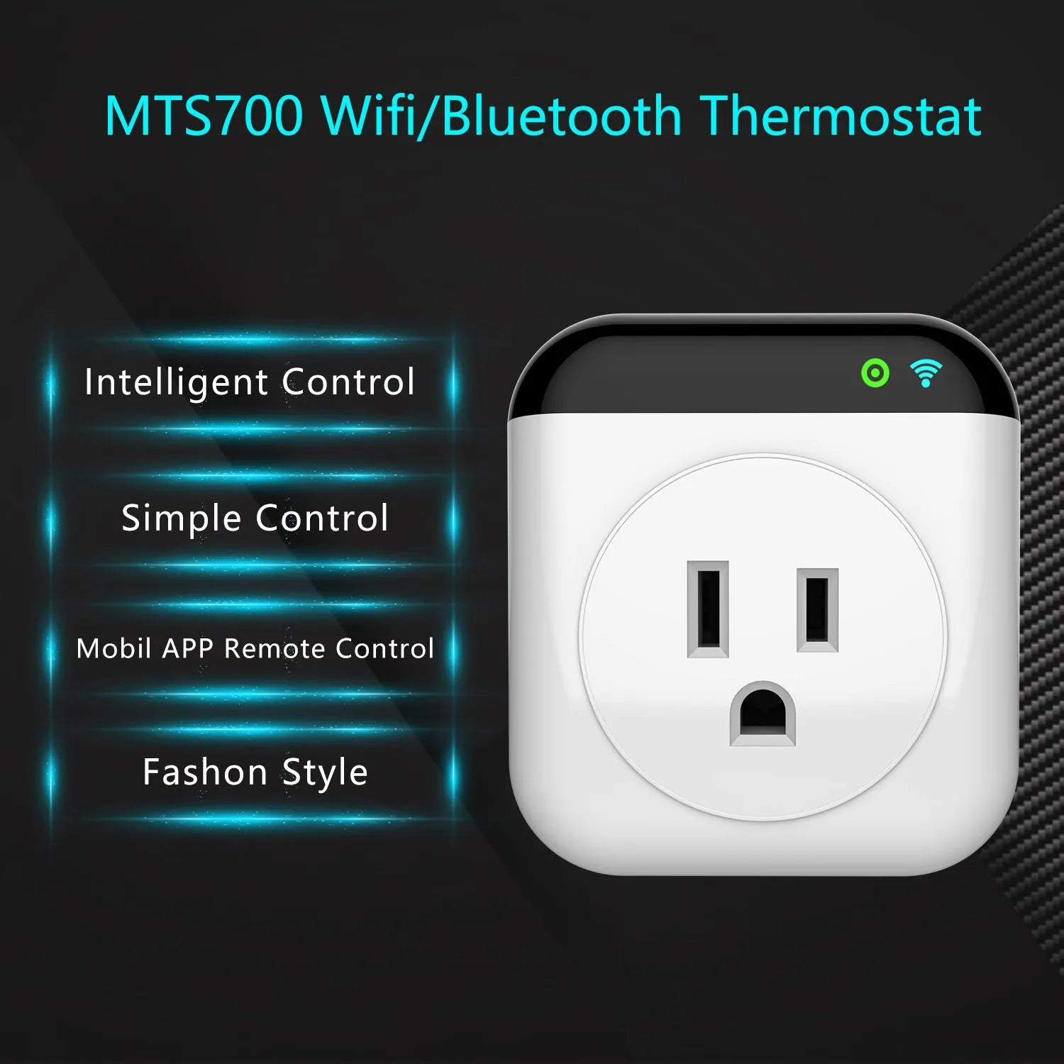 White Tuya WiFi smart temperature control socket with US 3-pin outlet and temperature sensor probe