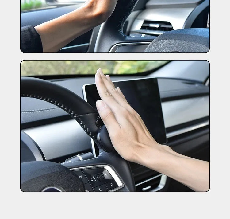 Steering wheel assist ball with metal bearing and silicone grip for single-handed vehicle control