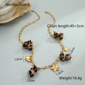 Women's stainless steel necklace with geometric leopard, heart, and flower pendant designs on 41-50cm chain