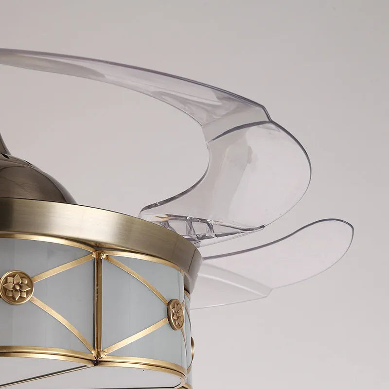 42 inch gold ceiling fan light with remote control and invisible blades for living rooms
