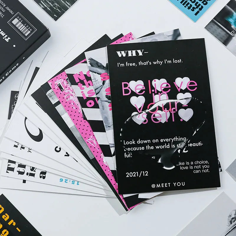 Boxed set of two fresh style printed postcards with Time Not Arrived and Warm Wind Not Exhausted designs.